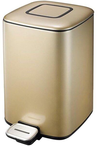 EKO Stainless Steel Square Slow Closing Bin, 6 Liter Capacity, Gold