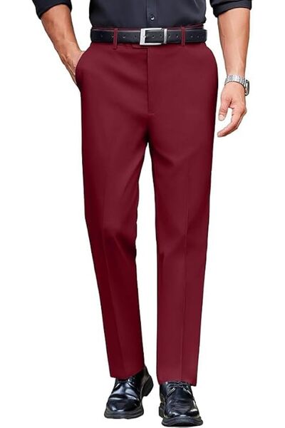 COOFANDY Mens Classic Casual Dress Pants Expandable Waist Suit Pant Slim Fit ...