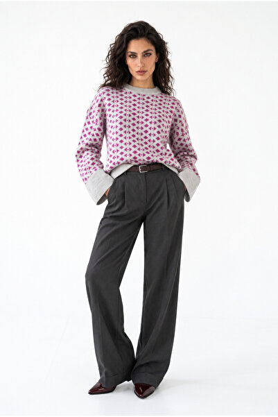 Neden Tekstil Women's Geometric Patterned Premium Knitwear Sweater