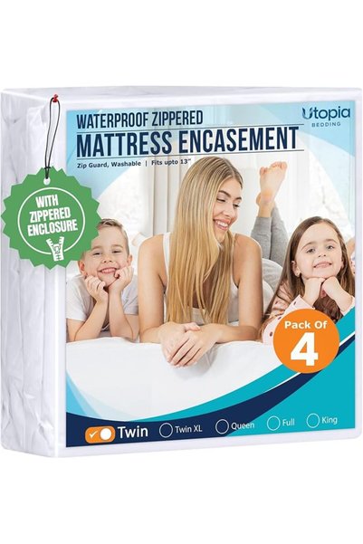 Utopia Bedding غطاء مرتبة بسحاب مقاس كينج (عبوة من قطعتين) - مقاوم للماء 100%...