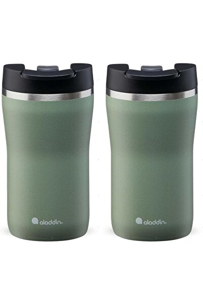 Aladdin Cafe Thermavac Leak-Lock Stainless Steel Mug, 0.25 Liter Capacity, Aq...