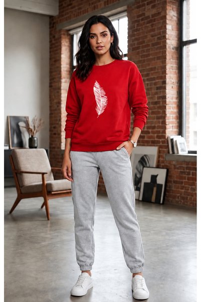 CLOTHES33 Zero Collar Sweat Suit 2-Piece Combination Winter Sharp Feather Pri...