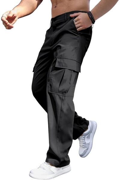 GENERAL Comdecevis Mens Casual Cargo Pants Baggy Straight Leg Sweatpants with...