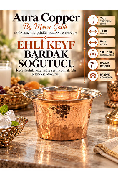 Bakır Ehli Keyf Bardak Soğutucu El İşçiliği