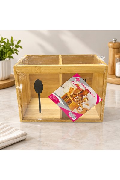 FMA 2-Compartment Wooden Spoon Holder