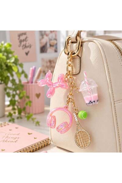 OEM Breloc Charm DIY cu Lant Auriu si 5 Pandative 16cm