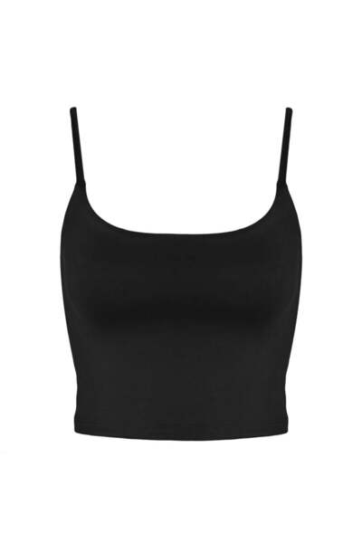 OEM Bluza Crop Top Neagra cu Bretele pentru Femei - One Size