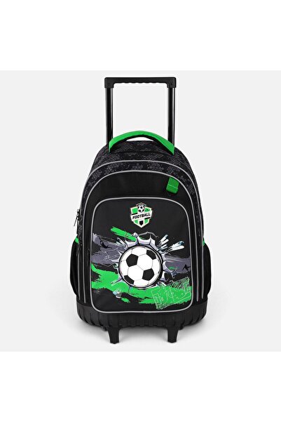 OEM Ghiozdan Troler Negru & Verde Minge de Fotbal pentru Clasele Primare 33x2...