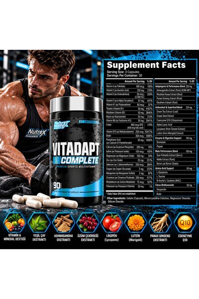 Nutrex Research Vitadapt Vitamin Mineral Complete Premium Sports Multivitamin...