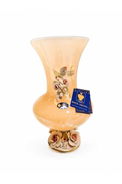 White Cristal AMBER MURANO VAZO 38 CM