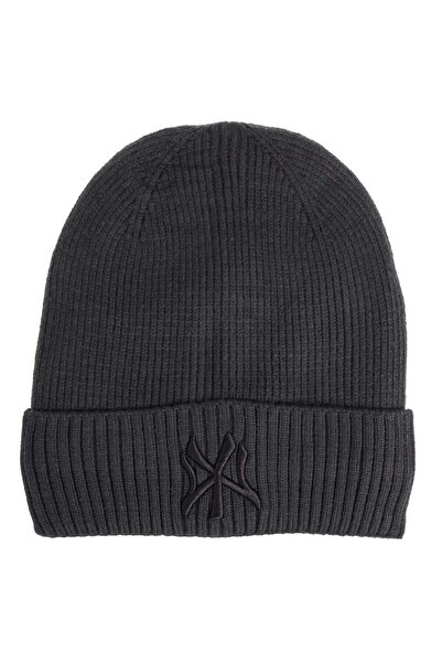 OEM Caciula Tricotata Gri Antracit cu Captuseala Fleece & Imprimeu