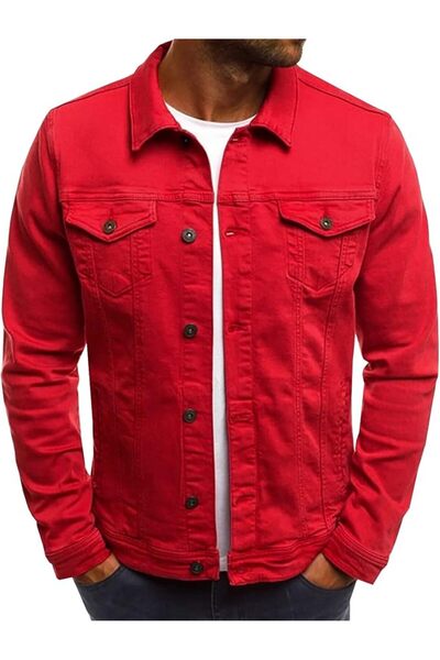 GENERAL LONGBIDA Men's Casual Classic Denim Jacket Slim Fit Fashion Jean Coat