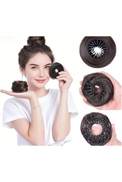 GENERAL 2 Pcs Hair Bun Extension, Synthetic Straight Neat Donut Updo, Stretch...