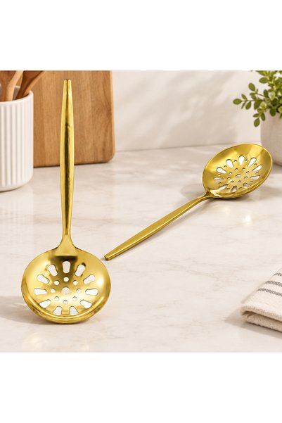 Generic Brand Metal Gold Serving Colander 27 cm