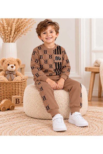 krm kerem bebe طقم أطفال من قطعتين من القطن الحريري مع جيوب منقوشة مناسب للأولاد في رياض الأطفال والحضانة