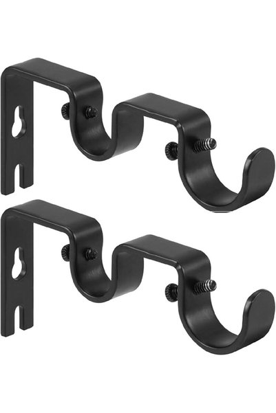 TERRIFI Double Curtain Rod Brackets, Heavy Duty Adjustable Metal Curtain Rod ...