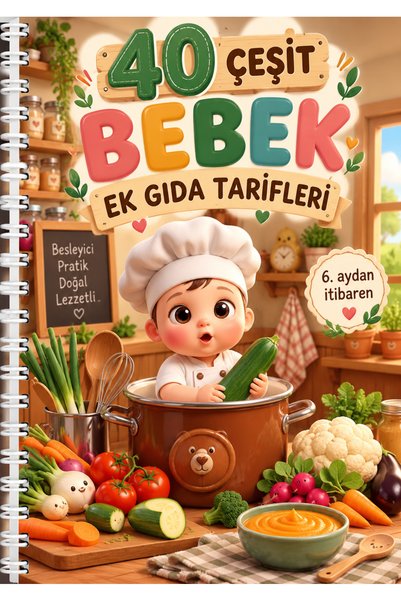 Eseran Print 40 Çeşit Bebek Ek Gıda Tarif Defteri-A5 Spiralli