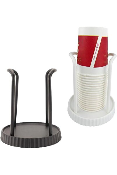 GENERAL 2-Piece Disposable Paper Cup Dispenser Set - White and Black Cup Hold...