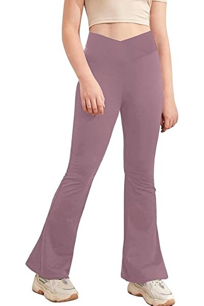 GENERAL Haloumoning Girl's Leggings Cross High Waisted Flare Pants Yoga Bootc...