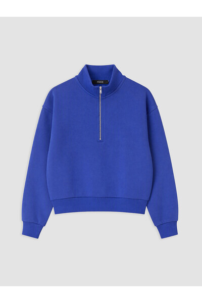 LC Waikiki Two Mt Shop Quality Xside Blue High Neck Women's Thick Sweatshirt