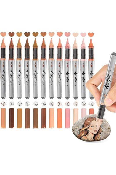 Novax Acrylic Paint Pens Set,12 Skin-tone Colors Auto Liquid Ink, Direct-Liqu...