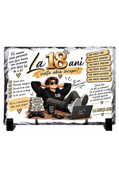GIFTS4ALL Placă decorativă aniversară pentru a 18-a aniversare, pentru băiat,...