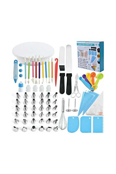 OEM Set 66 Piese Ustensile pentru Ornare Prajituri, din Plastic si Otel Inoxi...
