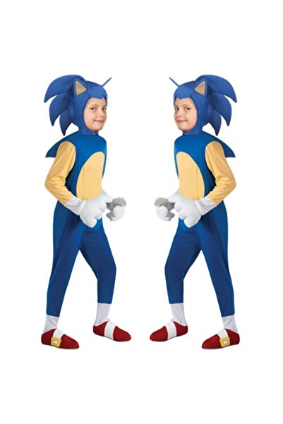 OEM Σόνικ ο Σκαντζόχοιρος παιδική στολή cosplay, μπλε ολόσωμη φόρμα, 6-7 ετών