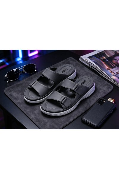 Huanhuan Shoe صنادل رجالية صيفية خفيفة الوزن بحزام واحد وتصميم بحزامين، قابلة...