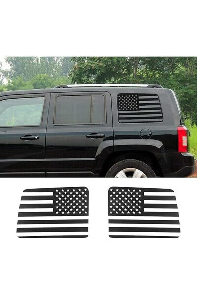 GENERAL PVC Black Rear Window American Flag Decal Fit for Jeep Patriot 2011-2...