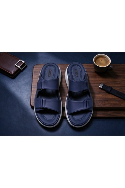 Huanhuan Shoe صنادل رجالية صيفية خفيفة الوزن بحزام واحد وتصميم بحزامين، قابلة...