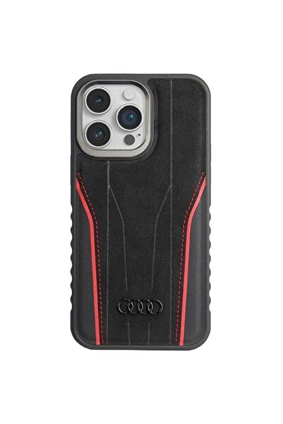 Audi Husă din piele naturală cu MagSafe pentru iPhone 14 Pro Max - negru și roșu