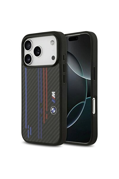 BMW Husă MagSafe M Kevlar cu linii și logo pentru iPhone 17 Pro - Negru