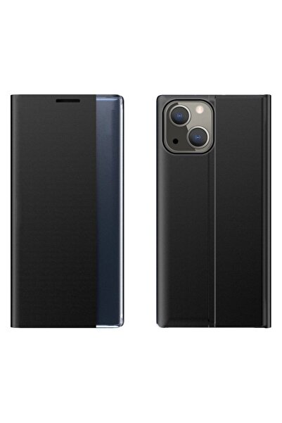 Hurtel Husă tip carte cu fereastră inteligentă pentru iPhone 13 mini, neagră