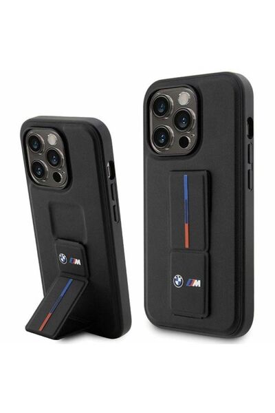 BMW Husă iPhone 14 Pro cu Suport și Imprimeu la Cald - Negru