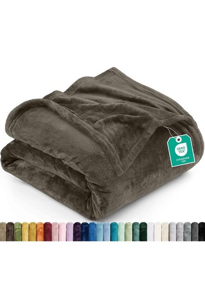 Utopia Bedding بطانية صوف فاخرة مقاس كبير بلون بورجوندي 300 جرام/متر مربع، من...