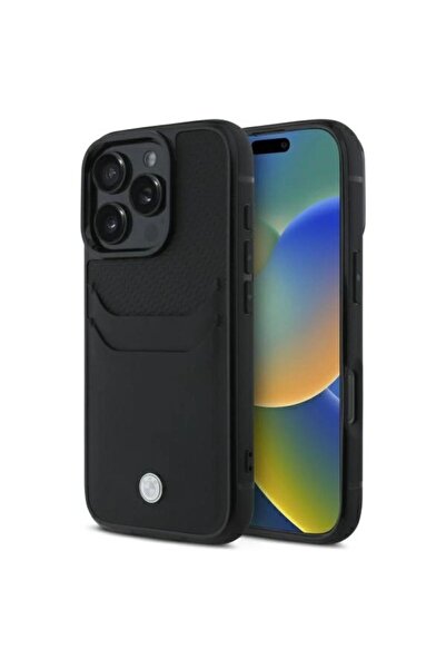 BMW Husă din piele Sign cu slot pentru carduri pentru iPhone 16 Pro Max - Negru