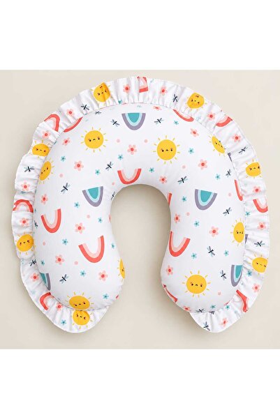 JULYA KİDS Ruffled Nursing Pillow and Support Cushion, 100% Cotton Fabric
