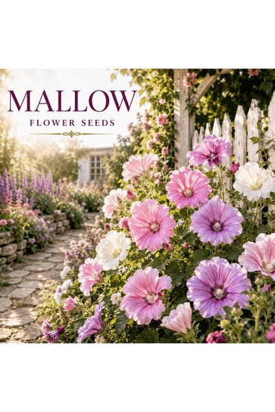 Bloom & Sow Seed Mixed Mallow Flower Seeds, Perennial Pink White Mallow Seeds...