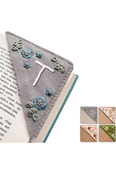 GENERAL Personalized Hand Embroidered Corner Bookmark, 26 Letters Cute Flower...