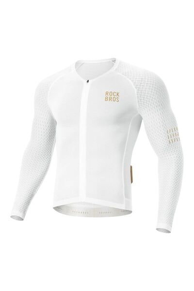 ROCKBROS YDCX008 Tricou de ciclism Diamond cu mânecă lungă Mărimea XXL - Alb