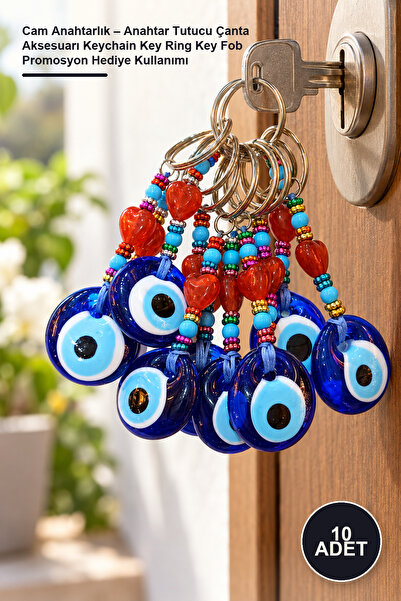 Yenilig 10 Pieces Glass Keychain – Key Holder Bag Accessory Keychain Key Ring...