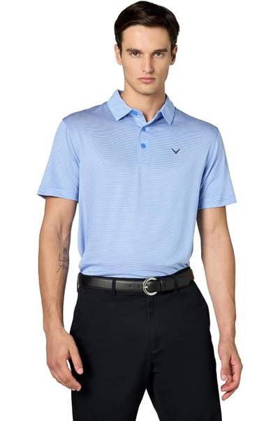 Callaway mens Fine Line Stripe Short Sleeve Golf Polo Shirt Polo Shirt (pack ...