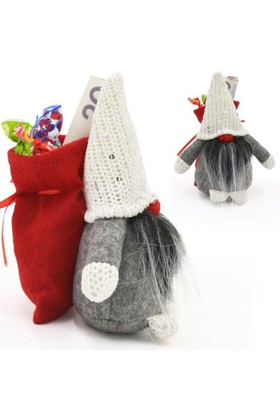 SASKA GARDEN Moș Crăciun decorativ cu sac de cadouri 15 cm roșu