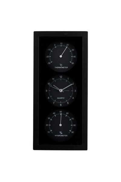 Arti Casa Ceas Alarmă Termometru Higrometru 26x5x12cm ARTICASA Negru