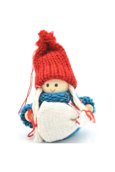SASKA GARDEN PĂPUȘĂ DECORATIVĂ CU GEANTĂ, ALBASTRĂ, FETĂ, 7,5 CM