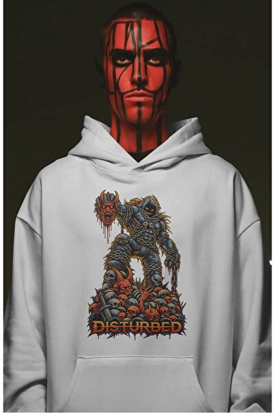 SEVBANO Hanorac premium oversize unisex cu imprimeu frontal Disturbed Rock Me...