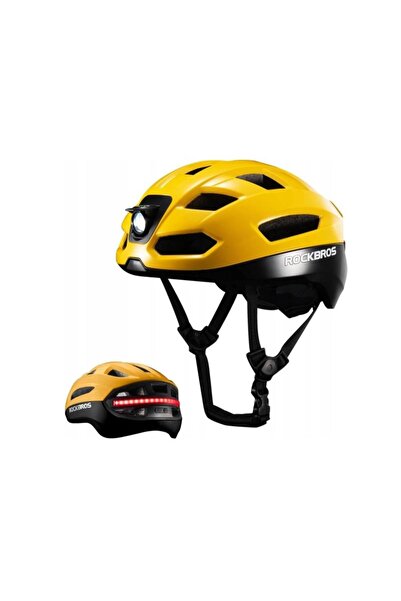 ROCKBROS Cască de bicicletă cu lumini galbenă