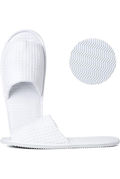 GENERAL Open Toe Spa Slippers, Reusable White Waffle Hotel Slippers with Anti...