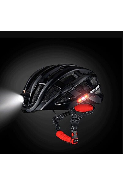 ROCKBROS Cască de ciclism MTB cu lumină, neagră, 57-62cm